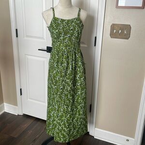 Green Sleeveless Summer Maxi Front Slit Dress Small